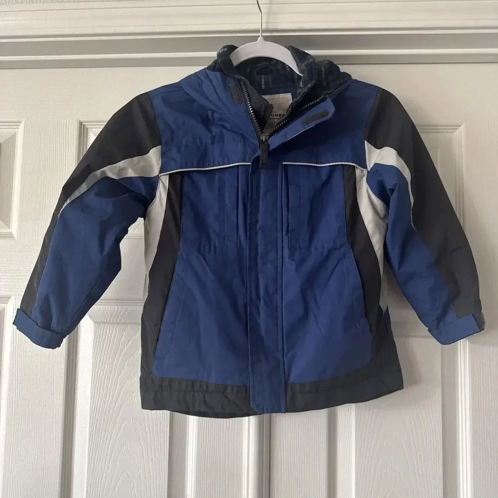 Arizona Boys Medium Jacket Flannel Lined Hooded Blue Winter Coat Outdoors